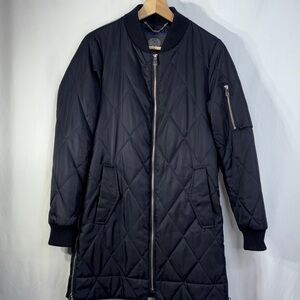 🪽Vince Camuto Long navy  Quilted Bomber Jacket
